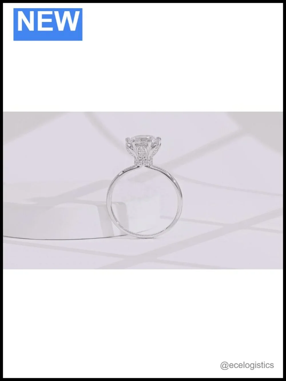 Sterling Silver Flower Engagement Ring 2CT Simulated Diamond 6-Prong